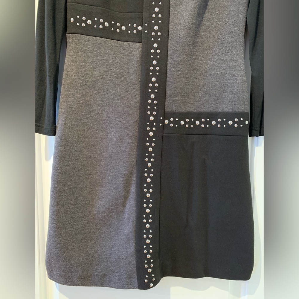 Rinascimento Dress Black Gray Color Block Italy Size Medium Studs Rock Star Sexy - Picture 4 of 16